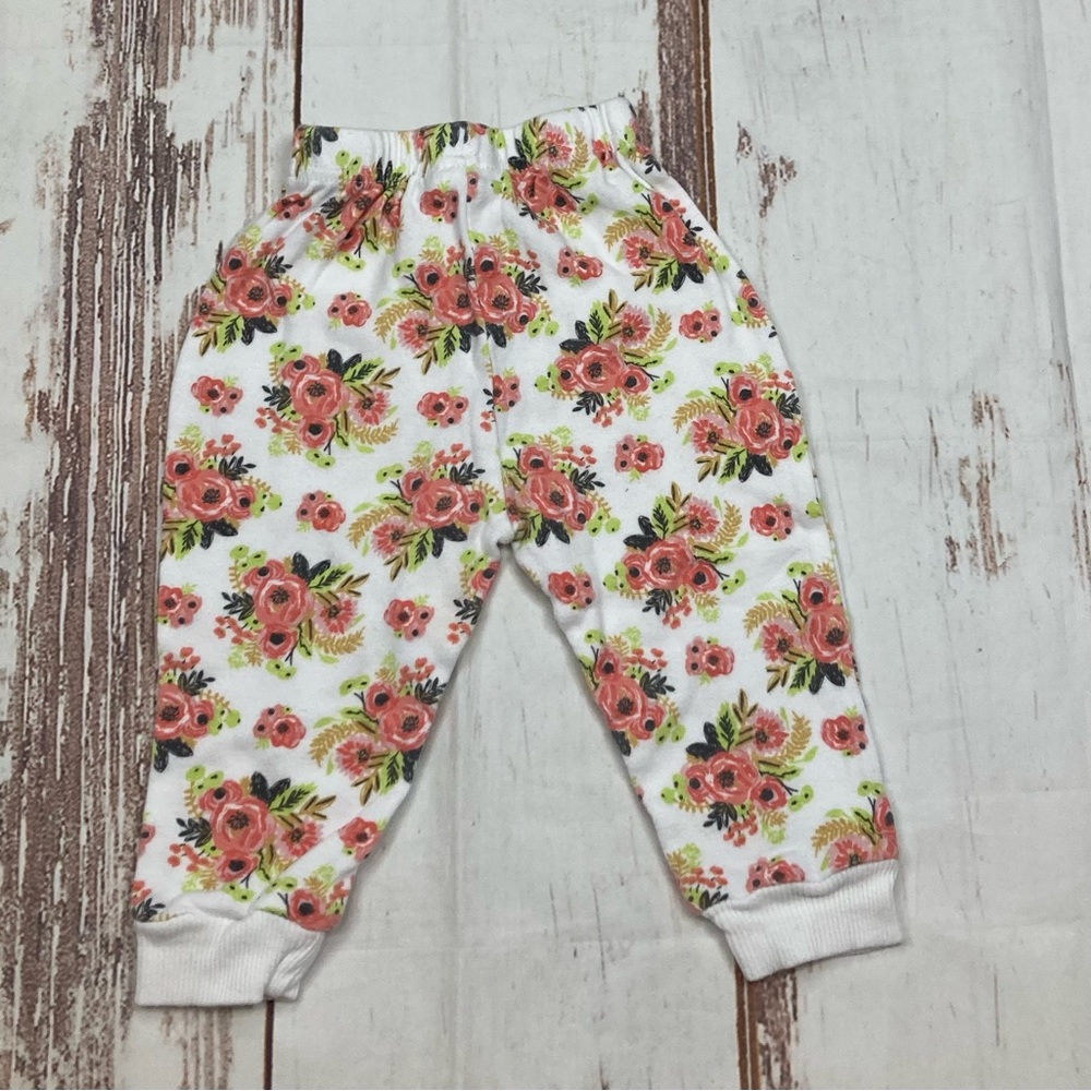 Chick Pea Joggers Floral White & Pink Sz 6-9M - Picture 4 of 6